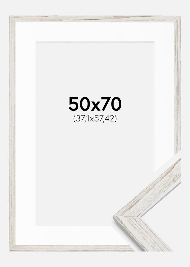 Ramme Stilren Vintage hvid 50x70 cm - Passepartout Hvid 15x23 inches