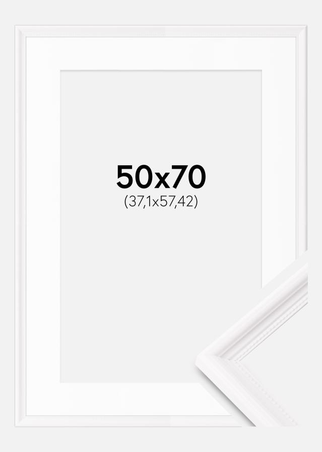 Ramme Gala Hvid 50x70 cm - Passepartout Hvid 15x23 inches