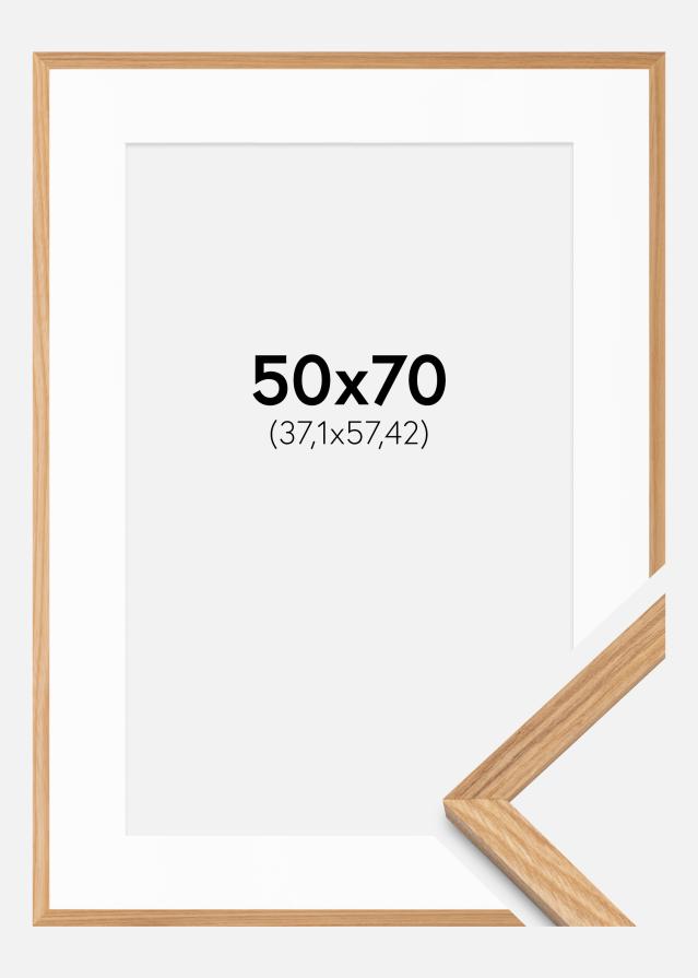 Ramme Massiv Eg 50x70 cm - Passepartout Hvid 15x23 inches