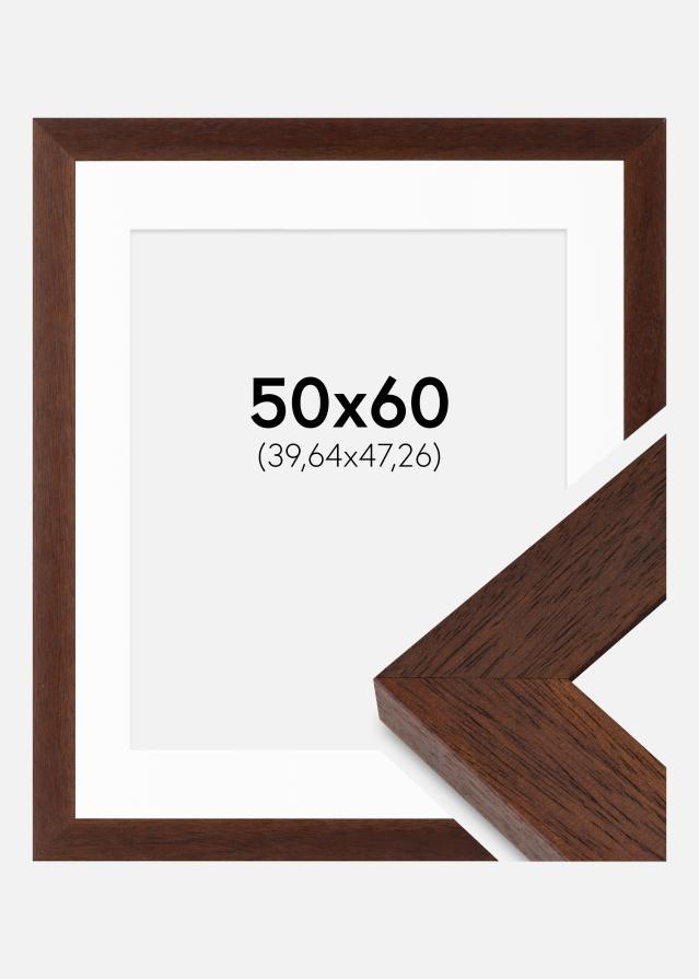 Ramme Juno Teak 50x60 cm - Passepartout Hvid 16x19 inches