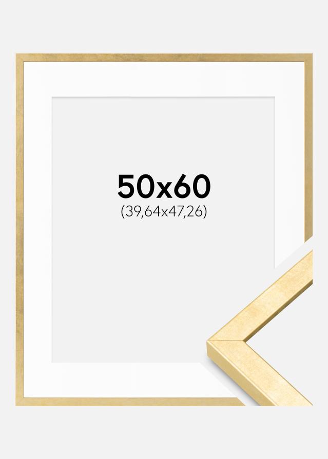 Ramme Ares Guld 50x60 cm - Passepartout Hvid 16x19 inches