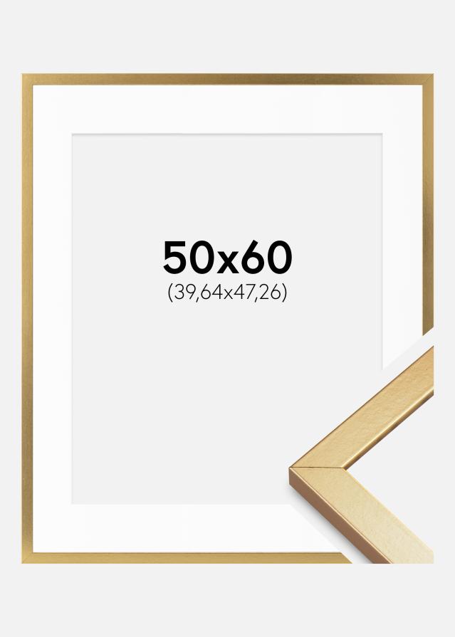 Ramme Minerva Guld 50x60 cm - Passepartout Hvid 16x19 inches