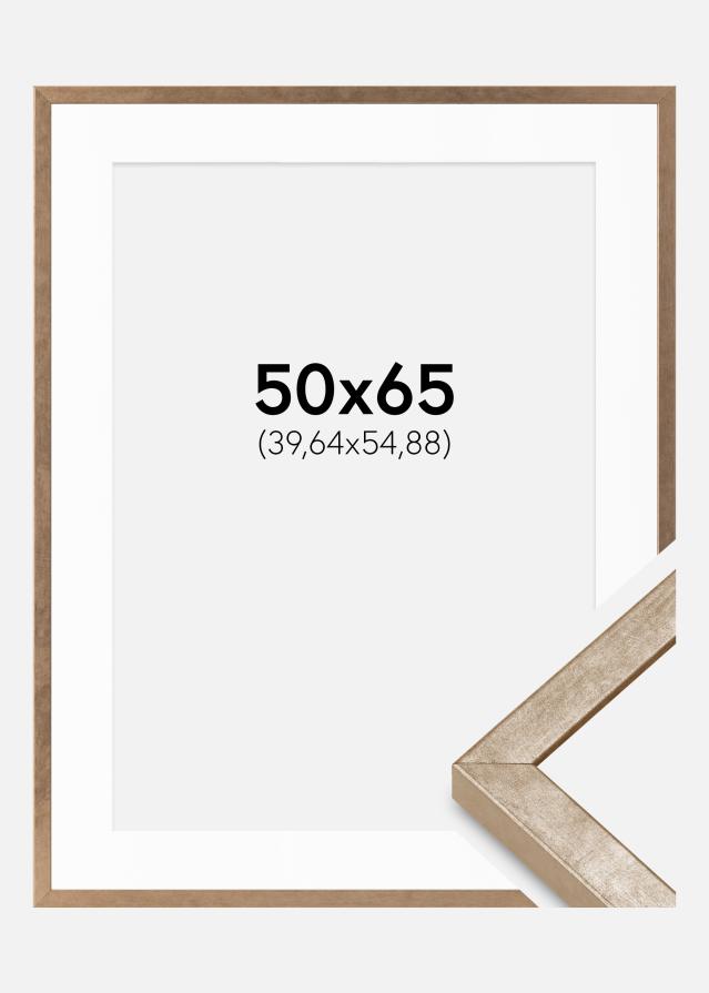 Ramme Ares Messing 50x65 cm - Passepartout Hvid 16x22 inches