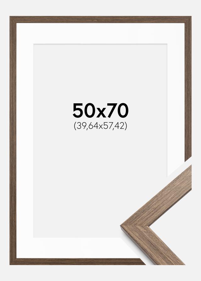 Ramme Stilren kold Brun 50x70 cm - Passepartout Hvid 16x23 inches