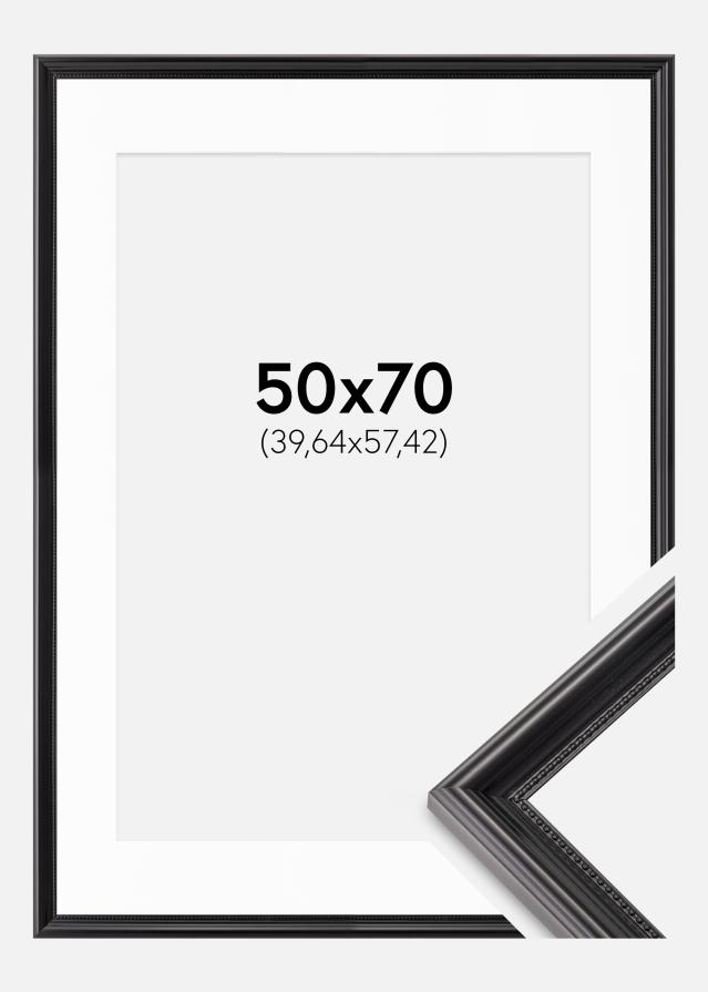 Ramme Gala Sort 50x70 cm - Passepartout Hvid 16x23 inches