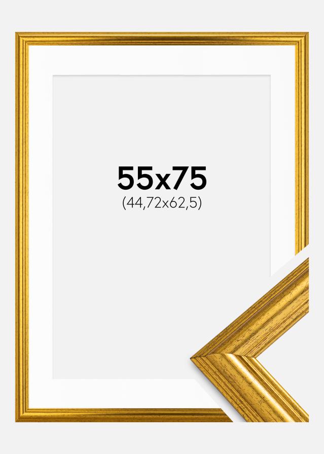 Ramme Västkusten Guld 55x75 cm - Passepartout Hvid 18x25 inches