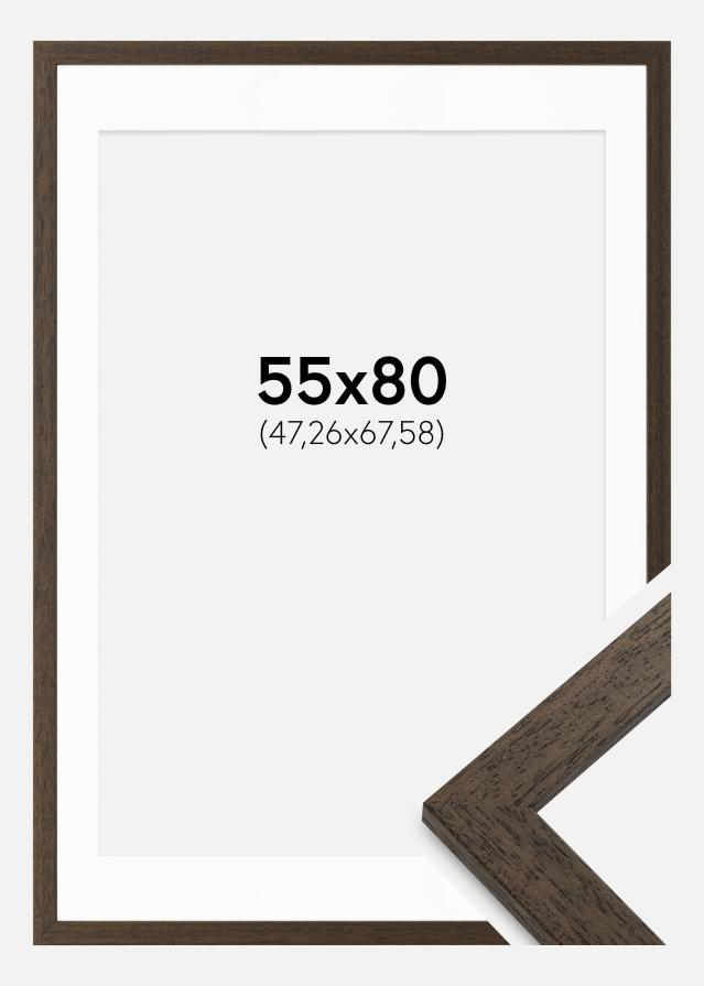 Ramme Brun træ 55x80 cm - Passepartout Hvid 19x27 inches