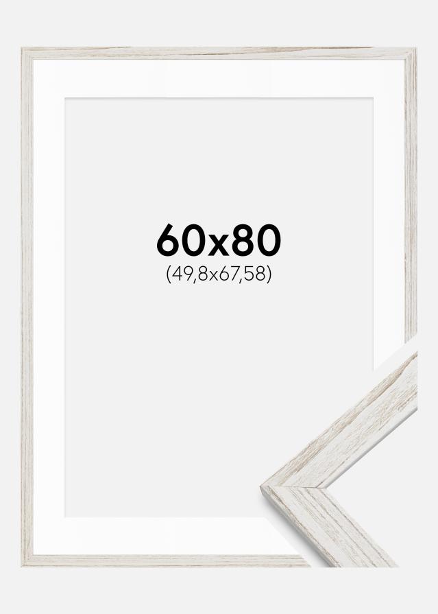 Ramme Stilren Vintage hvid 60x80 cm - Passepartout Hvid 20x27 inches