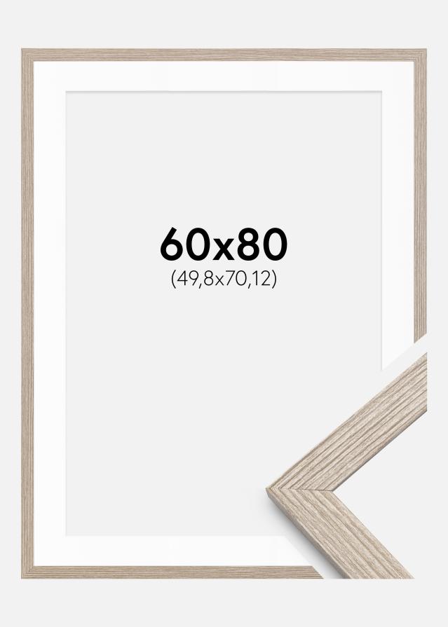 Ramme Stilren Greige Eg 60x80 cm - Passepartout Hvid 20x28 inches