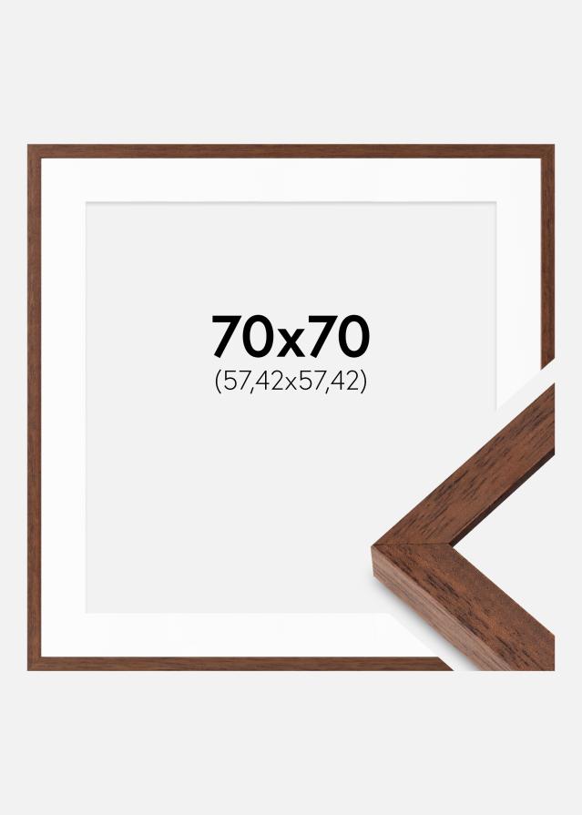 Ramme Hermes Teak 70x70 cm - Passepartout Hvid 23x23 inches
