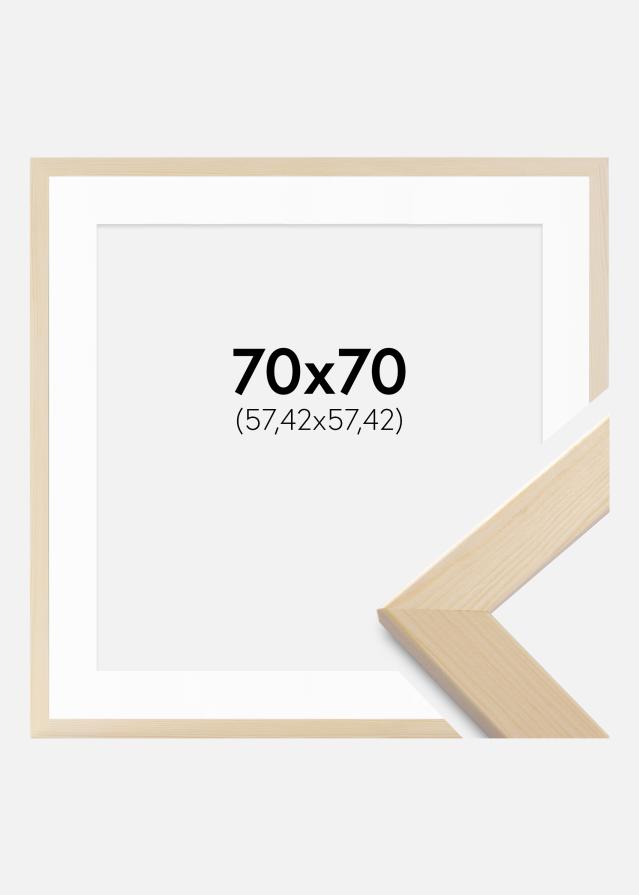 Ramme Trendline Natur 70x70 cm - Passepartout Hvid 23x23 inches