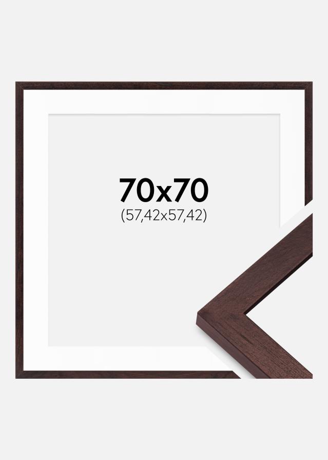 Ramme BGA Classic Valnød 70x70 cm - Passepartout Hvid 23x23 inches