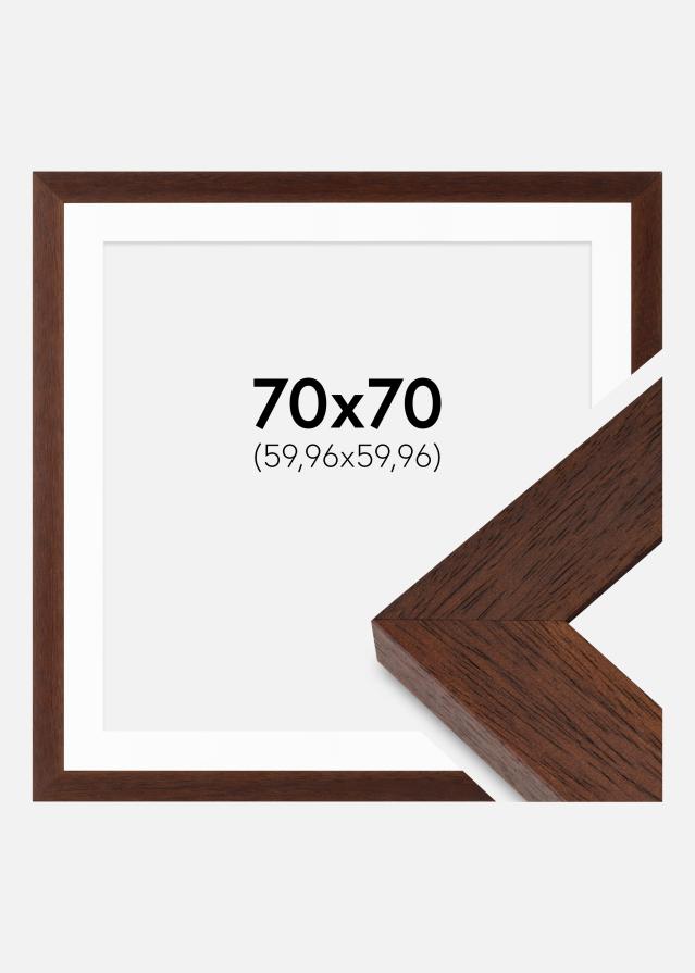 Ramme Juno Teak 70x70 cm - Passepartout Hvid 24x24 inches