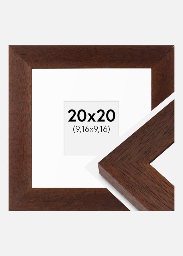 Ramme Juno Teak 20x20 cm - Passepartout Hvid 4x4 inches