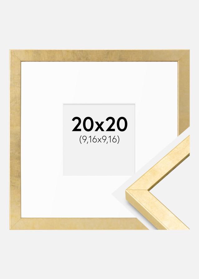 Ramme Ares Guld 20x20 cm - Passepartout Hvid 4x4 inches