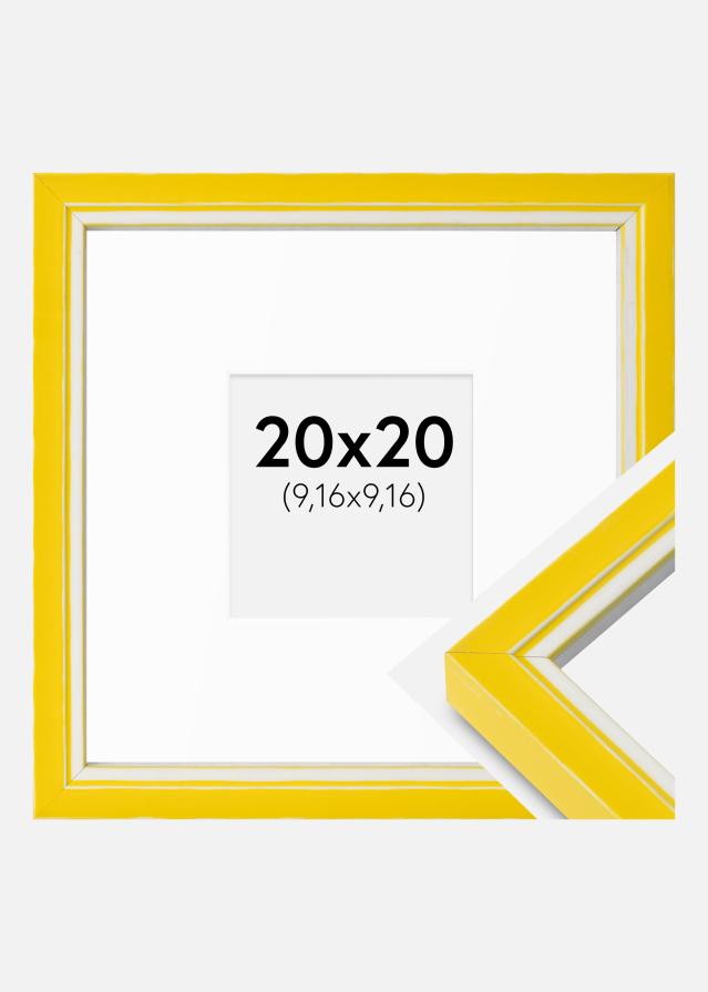 Ramme Diana Gul 20x20 cm - Passepartout Hvid 4x4 inches