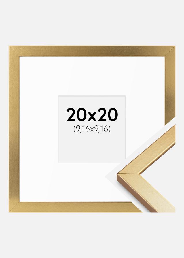 Ramme Minerva Guld 20x20 cm - Passepartout Hvid 4x4 inches