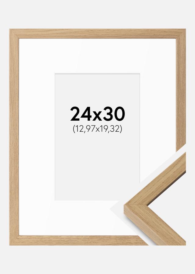 Ramme Ares Naturlig Eg 24x30 cm - Passepartout Hvid 5,5x8 inches