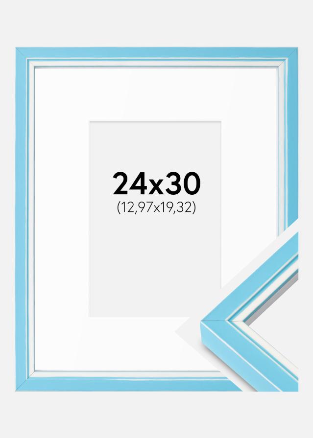 Ramme Diana Lyseblå 24x30 cm - Passepartout Hvid 5,5x8 inches