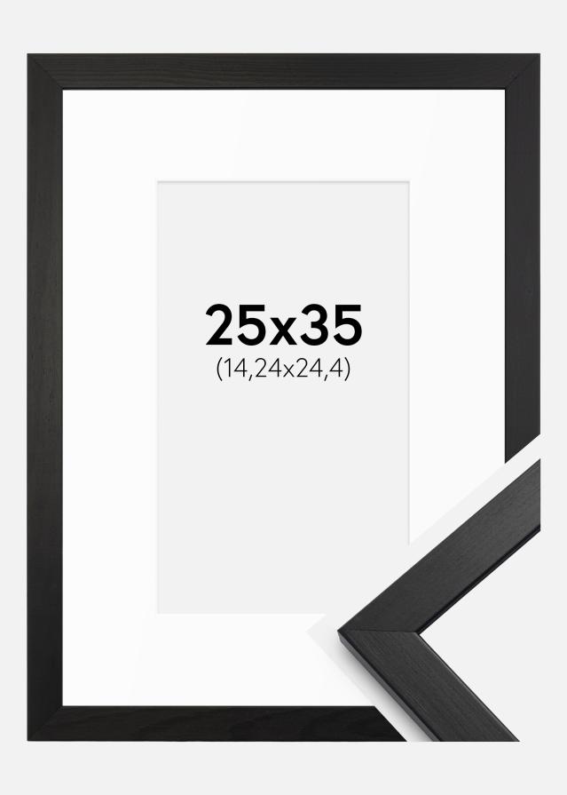 Ramme Stilren Sort 25x35 cm - Passepartout Hvid 6x10 inches