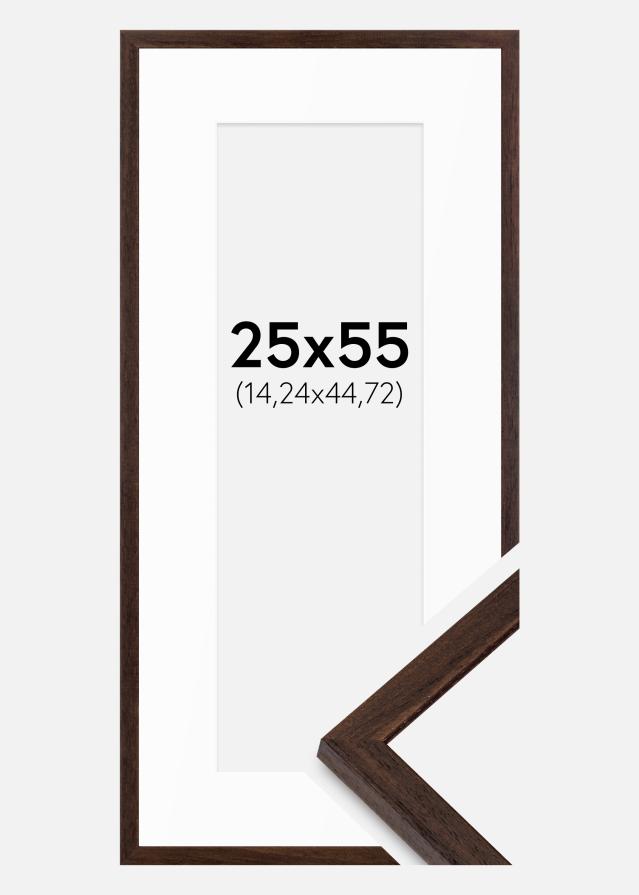 Ramme Edsbyn Valnød 25x55 cm - Passepartout Hvid 6x18 inches