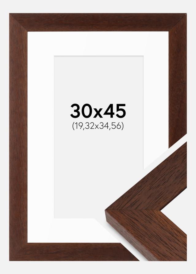 Ramme Juno Teak 30x45 cm - Passepartout Hvid 8x14 inches