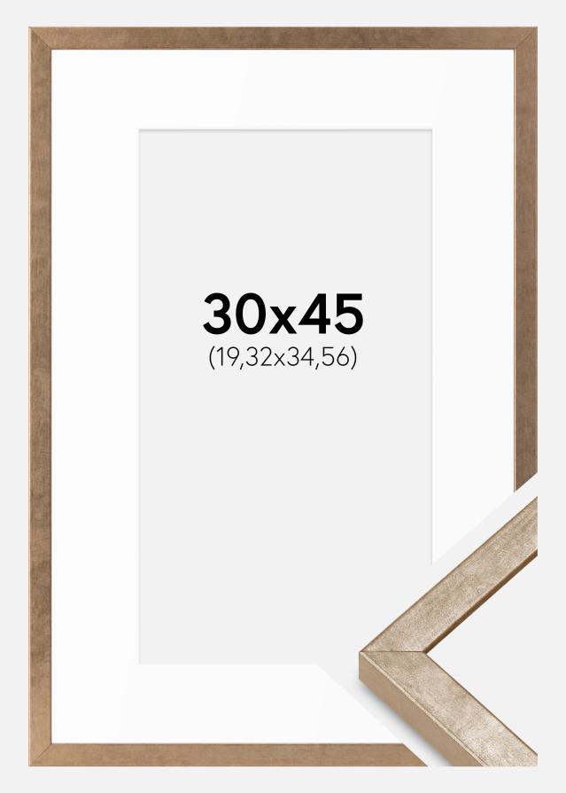 Ramme Ares Messing 30x45 cm - Passepartout Hvid 8x14 inches