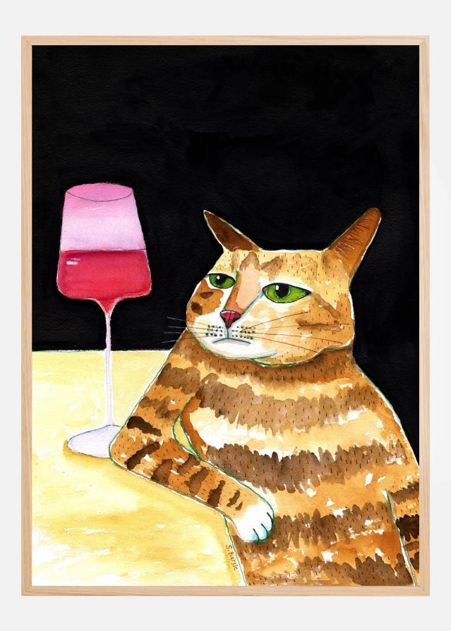 Cat Friday Night Drinks Wine Funny Cat Humour Plakat