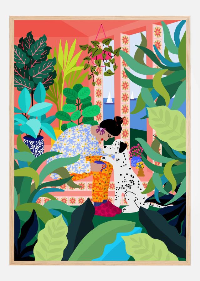 Girl With Doggie Plakat