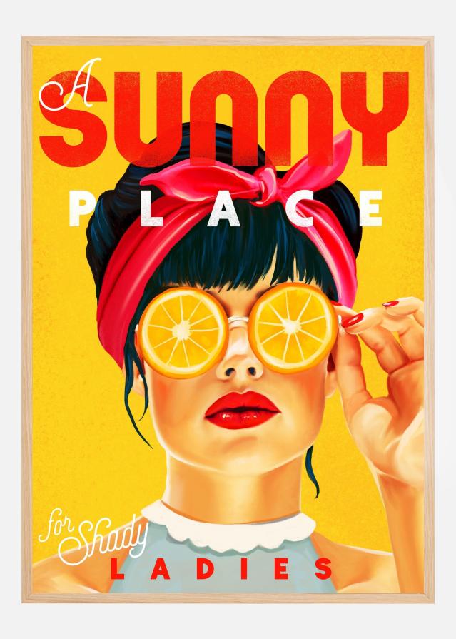 A Sunny Place For Shady Ladies Orange Pinup Art Plakat