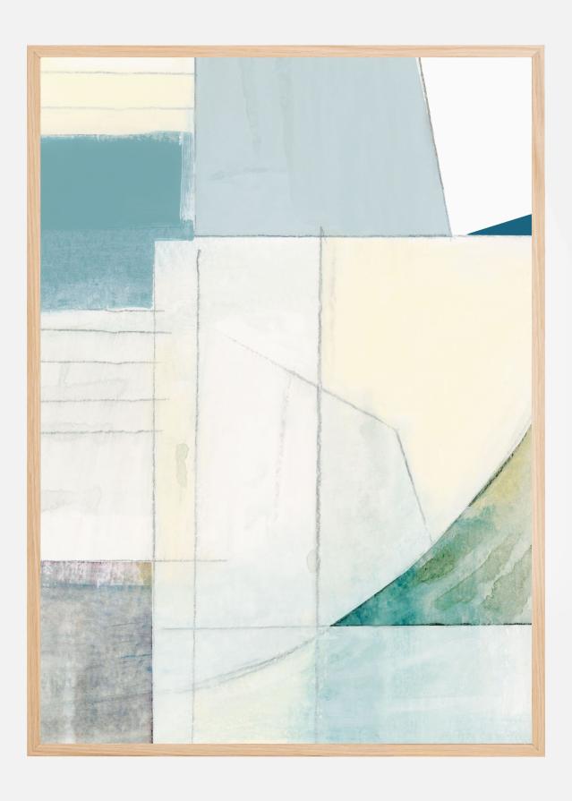 Abstract Blue and White Shapes Plakat