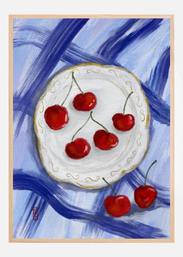 A Plate of Cherries Food Painting Plakat