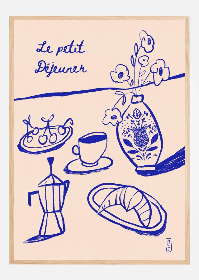 Le Petit Dejeuner Breakfast in Blue Plakat