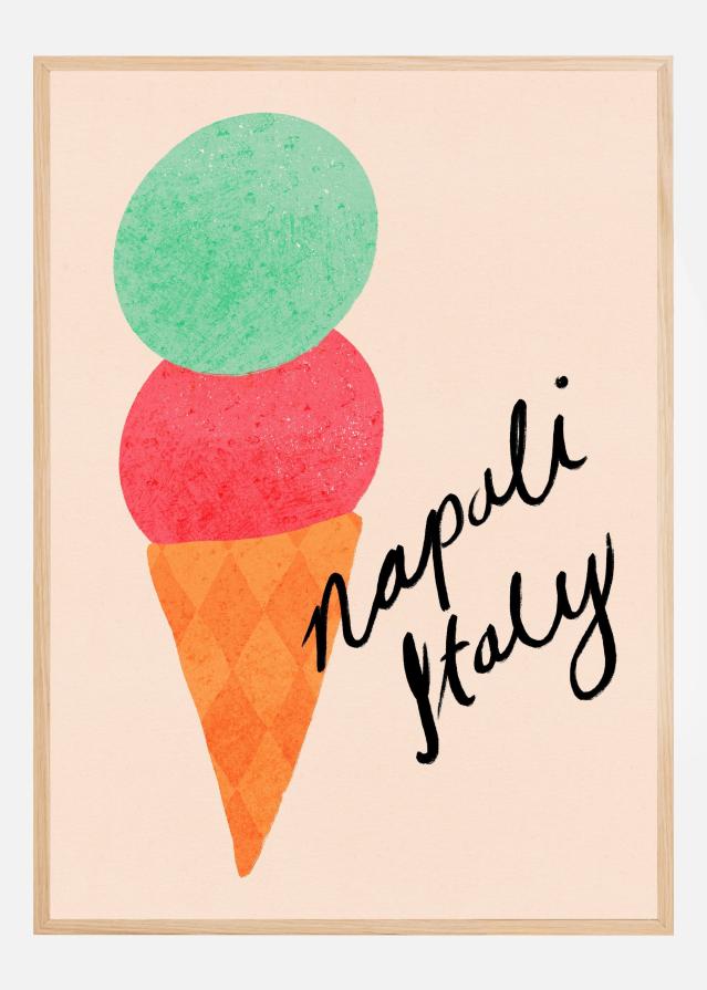 Napoli Italy Gelato Ice Cream Typography Plakat