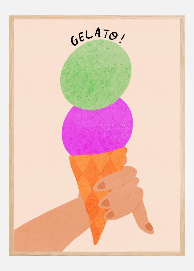 Gelato Blueberry and Mint Italy Ice Cream Typography Plakat