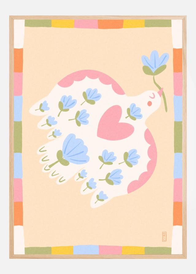 Dove of Peace with Flowers Plakat