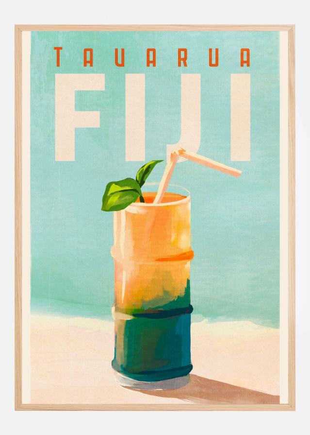 Tavarua Fiji Cocktail Poster Travel Art Plakat