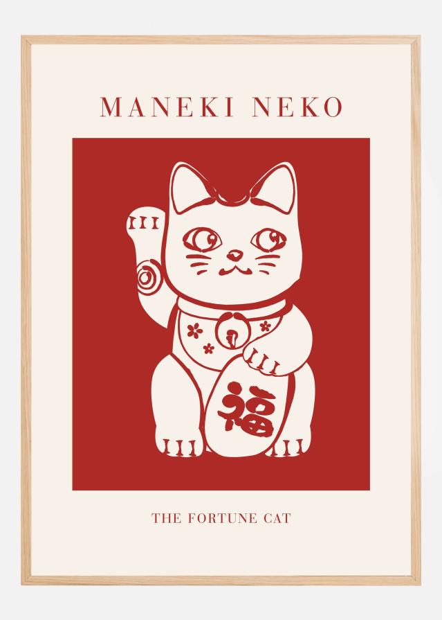 Maneki-Neko Cat Red Plakat
