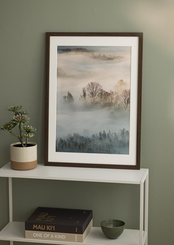 Ramme Brun træ 70x85 cm - Passepartout Hvid 60x75 cm