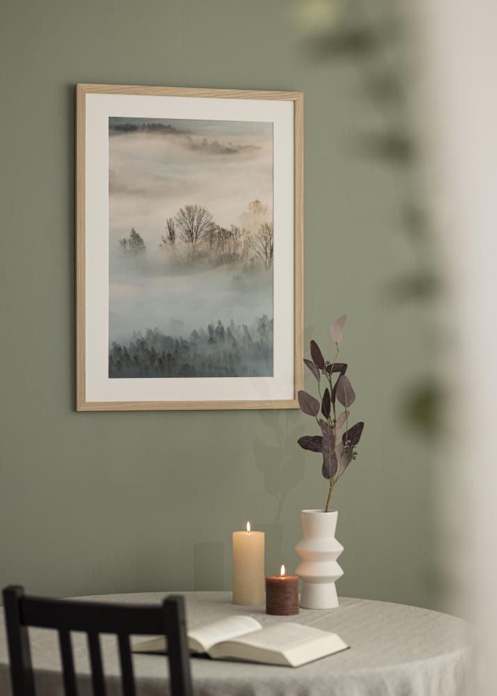 Ramme Eg træ 60x85 cm - Passepartout Hvid 51x76 cm