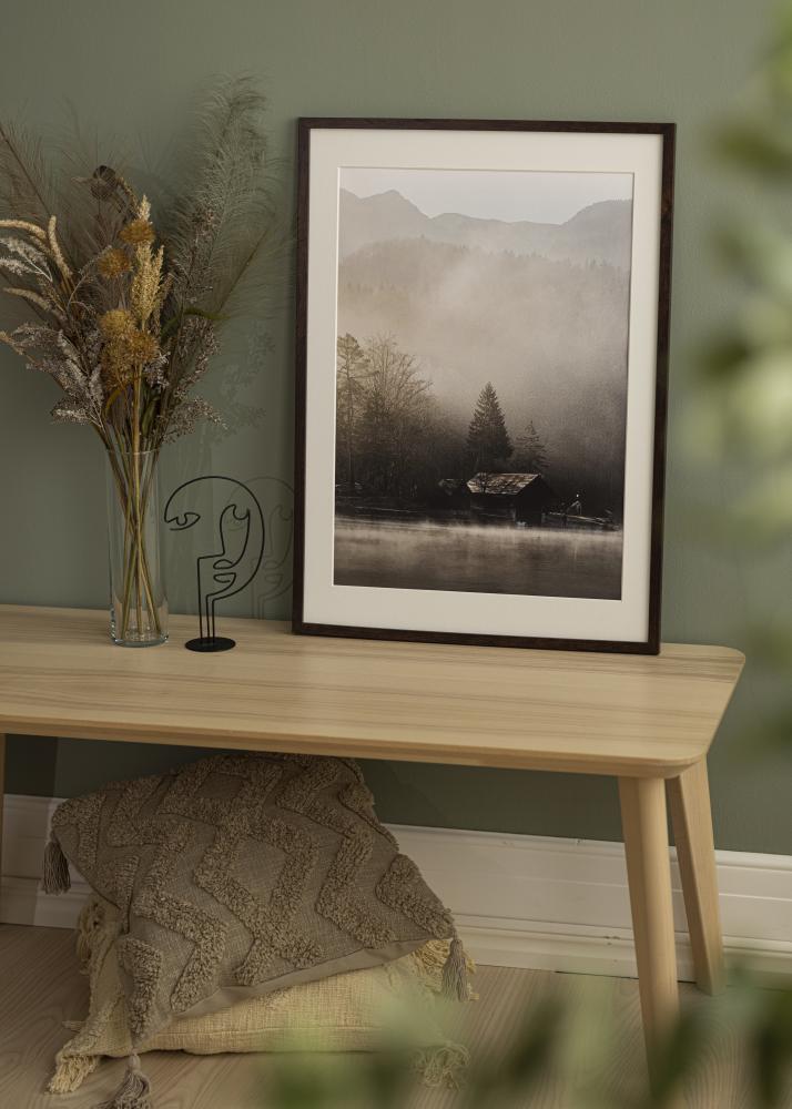 Ramme Trendy Valnød 45x55 cm - Passepartout Hvid 35x46 cm