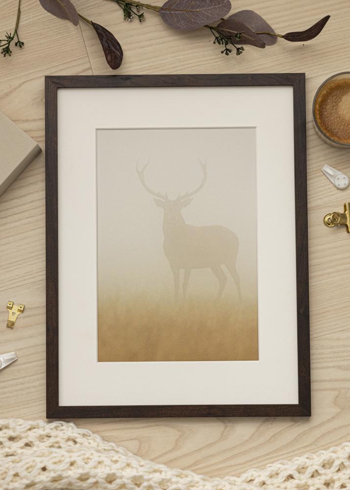 Ramme Trendy Valnød 45x55 cm - Passepartout Hvid 35x46 cm