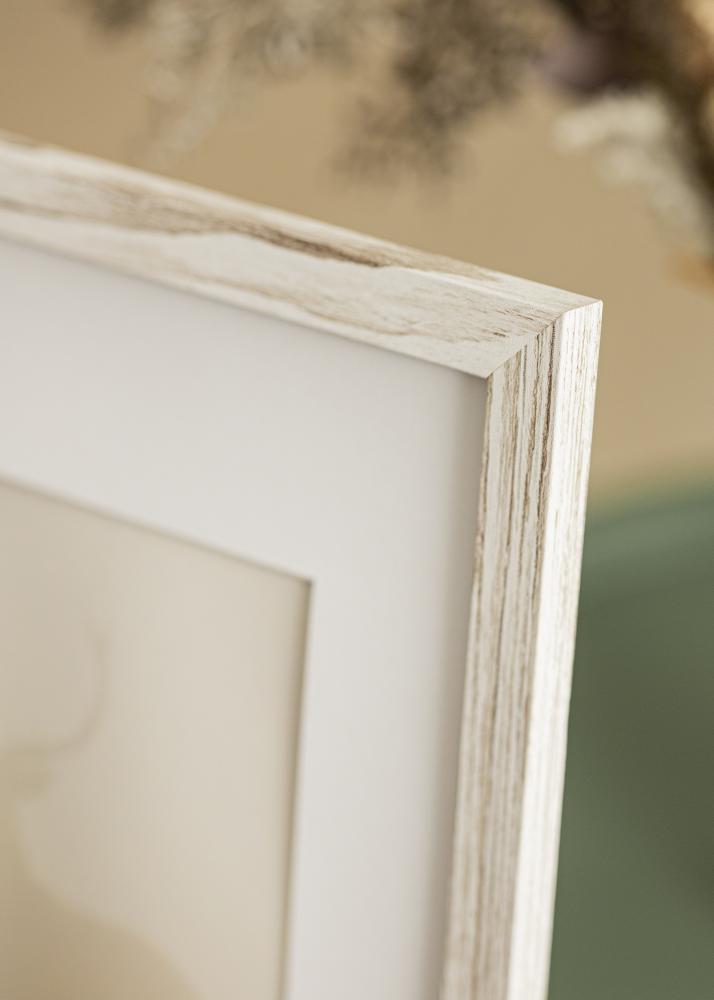 Ramme Stilren Vintage hvid 30x40 cm - Passepartout Hvid 8x12 inches