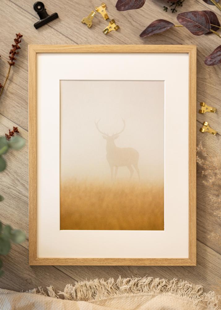 Ramme Ares Naturlig Eg 28x35 cm - Passepartout Hvid 7x10 inches