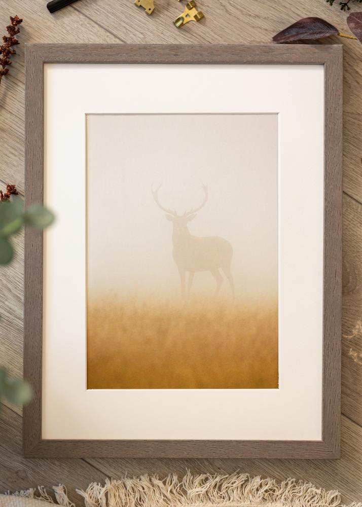 Ramme Hermes Grå 45x60 cm - Passepartout Hvid 30x45 cm