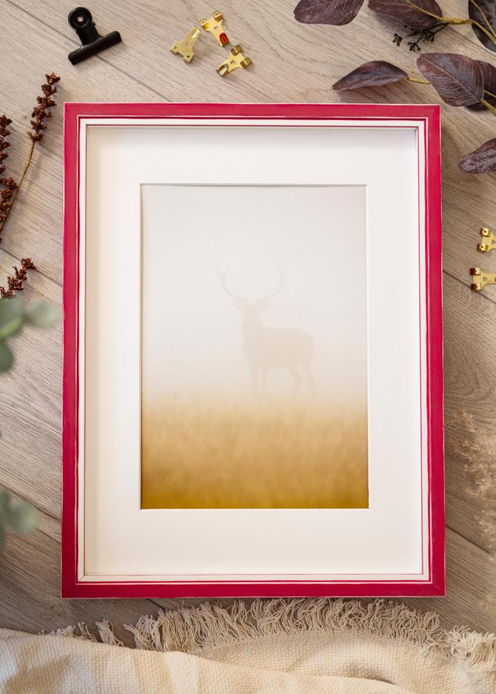 Ramme Diana Rød 50x70 cm - Passepartout Hvid 40x60 cm