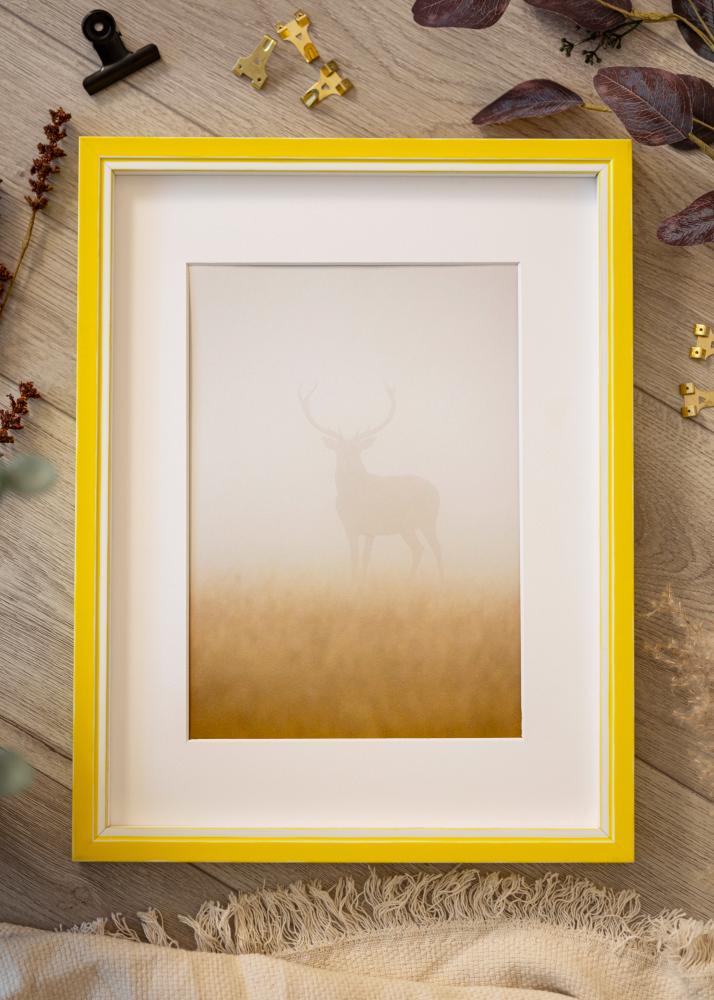 Ramme Diana Gul 40x50 cm - Passepartout Hvid 30x40 cm