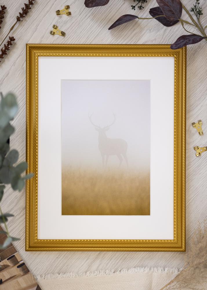 Ramme Lattice Guld 60x80 cm - Passepartout Hvid 50x70 cm
