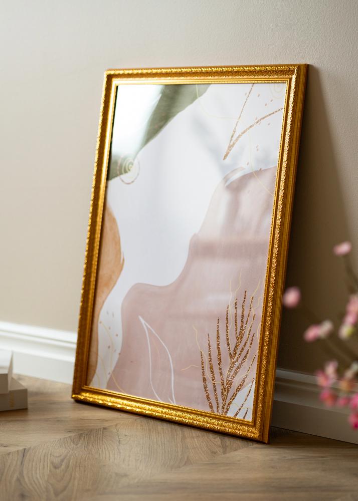 Ramme Ornate Guld 60x80 cm - Passepartout Hvid 20x27 inches