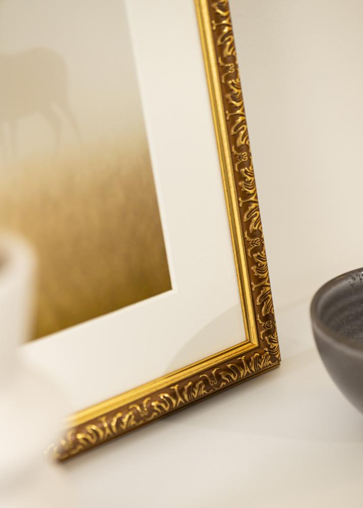 Ramme Swirl Guld 60x80 cm - Passepartout Hvid 50x70 cm